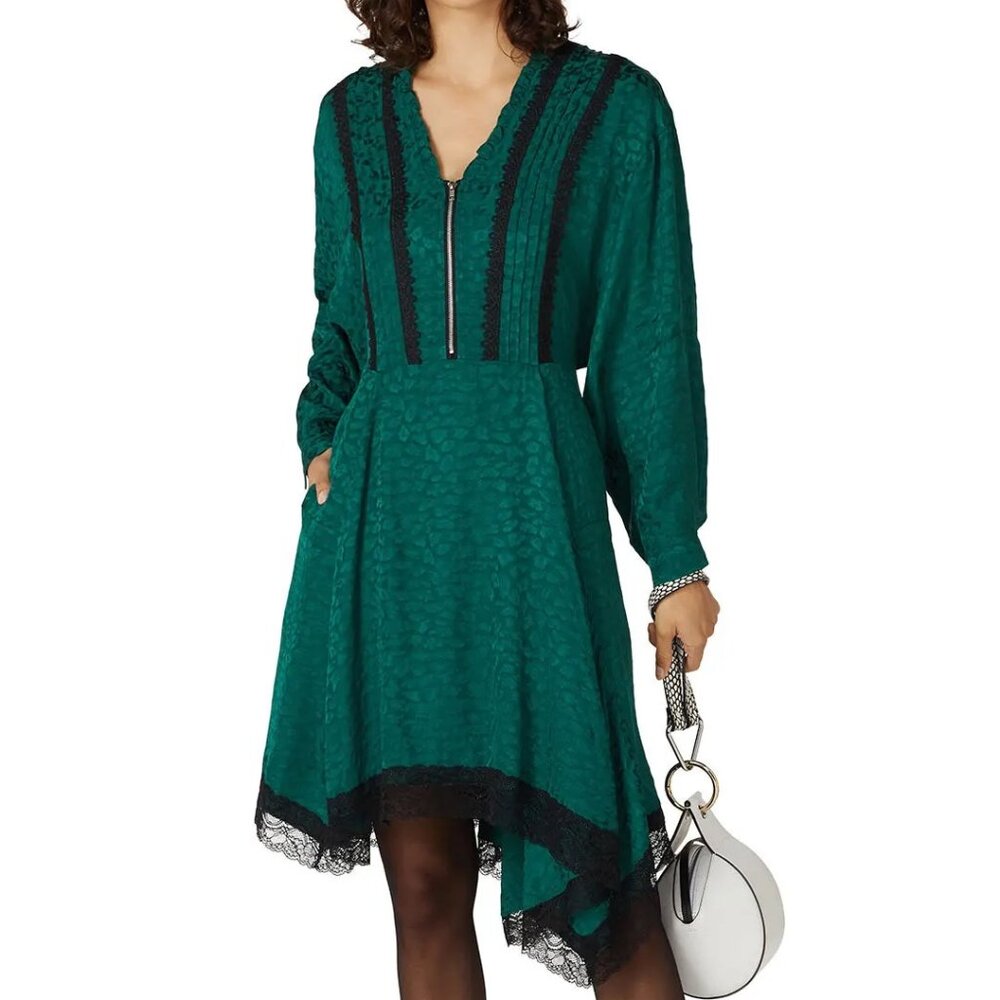 Koché Collective Lace Trim Leopard Dress, French size 44